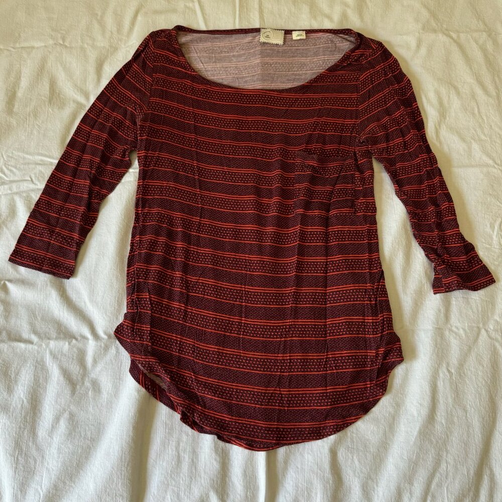 XS Maroon/Orange Patterned Anthropologie Shirt